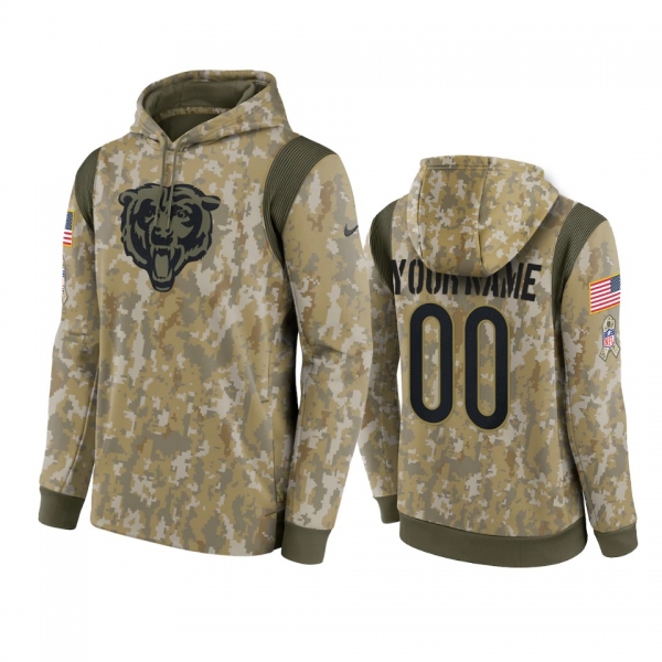 Chicago Bears Custom Camo 2021 Salute To Service Therma Hoodie