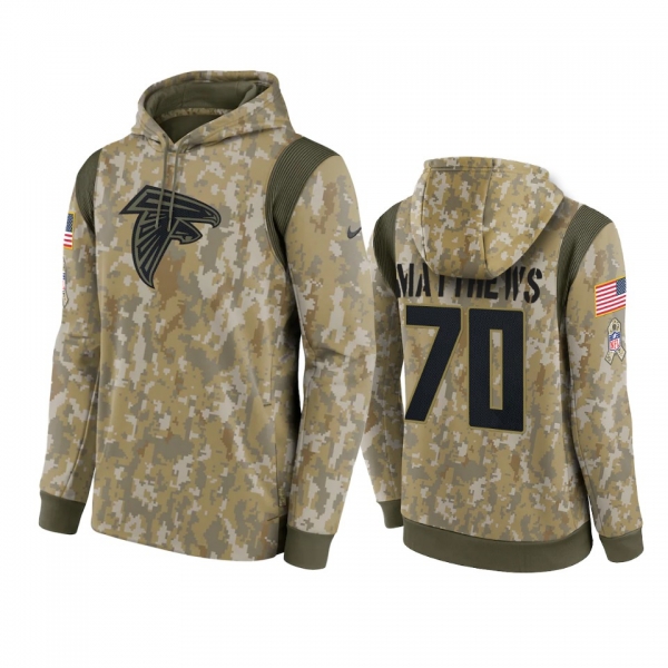 Atlanta Falcons Jake Matthews Camo 2021 Salute To Service Therma Hoodie