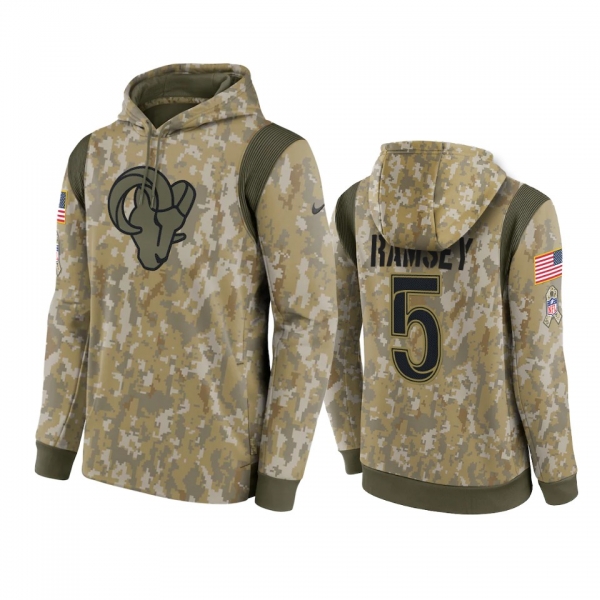 Los Angeles Rams Jalen Ramsey Camo 2021 Salute To Service Therma Hoodie