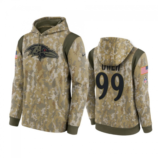 Baltimore Ravens Jayson Oweh Camo 2021 Salute To Service Therma Hoodie