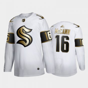 Seattle Kraken Jared McCann #16 2021 Expansion Draft Golden Edition White Jersey