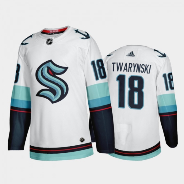 Seattle Kraken Carsen Twarynski Away 2021-22 White Authentic Jersey