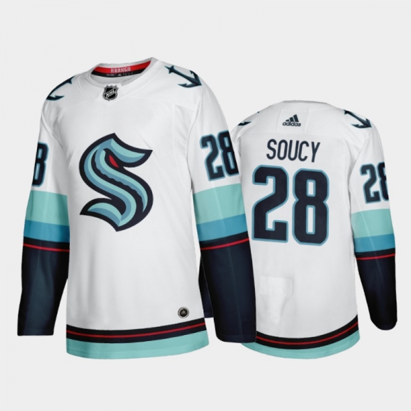 Seattle Kraken Carson Soucy Away 2021-22 White Authentic Jersey