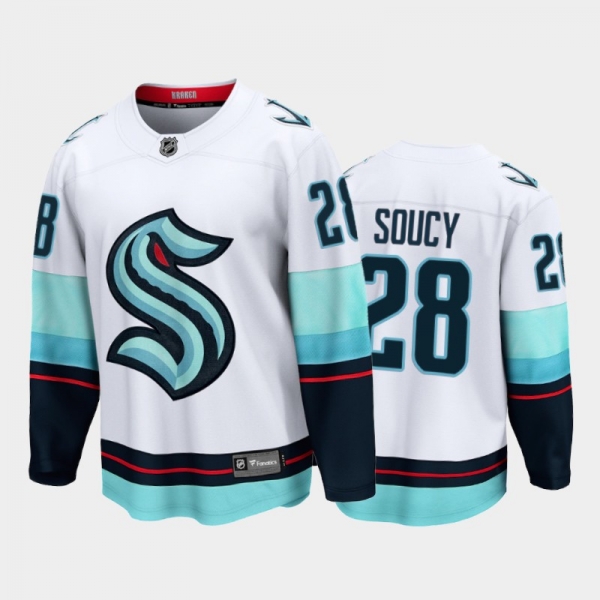 Seattle Kraken #28 Carson Soucy Away White 2021-22 32nd Club Jersey