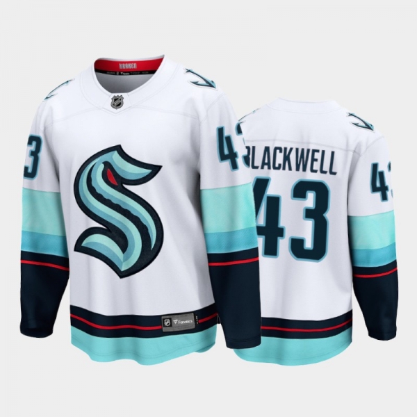 Seattle Kraken #43 Colin Blackwell Away White 2021-22 32nd Club Jersey