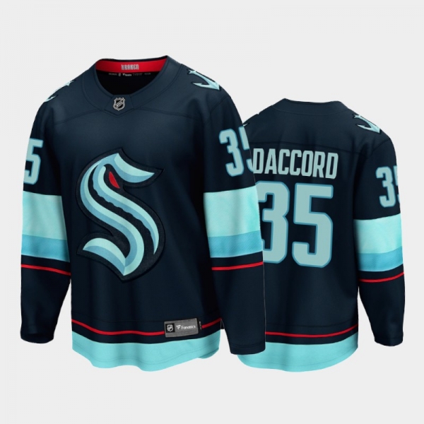 Seattle Kraken #35 Joey Daccord Home Navy 2021-22 32nd Club Jersey