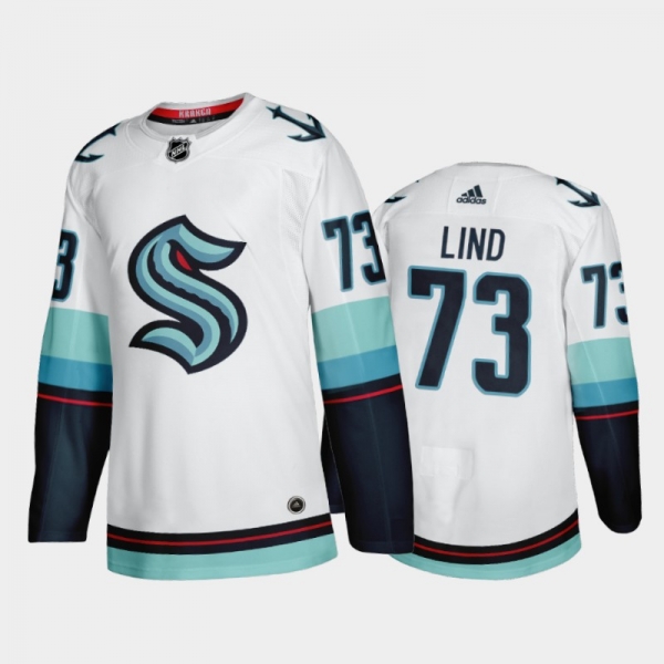 Seattle Kraken Kole Lind Away 2021-22 White Authentic Jersey