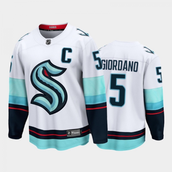 Seattle Kraken #5 Mark Giordano Away White 2021-22 32nd Club Jersey