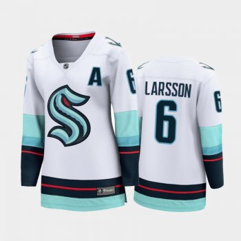 Women Seattle Kraken Adam Larsson #6 Away 2021-22 Alternate captains Jersey White