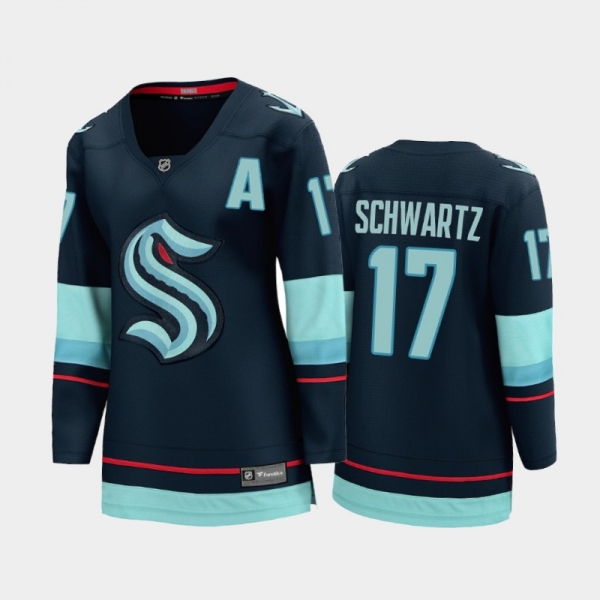 Women Seattle Kraken Jaden Schwartz #17 Home 2021-22 Alternate captains Jersey Navy