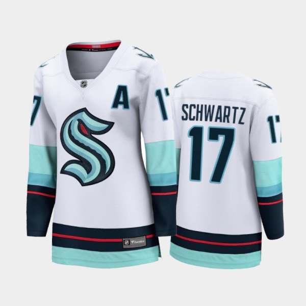 Women Seattle Kraken Jaden Schwartz #17 Away 2021-22 Alternate captains Jersey White