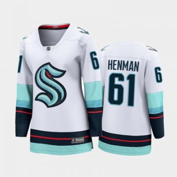 Women Seattle Kraken Luke Henman #61 Away 2021-22 Breakaway Jersey White