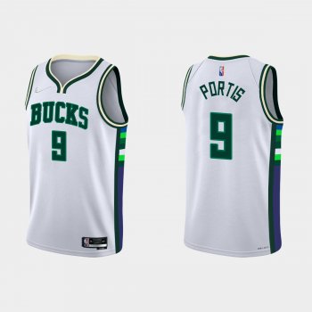 Milwaukee Bucks #9 Bobby Portis 2021-22 NBA 75th Anniversary City White Jersey