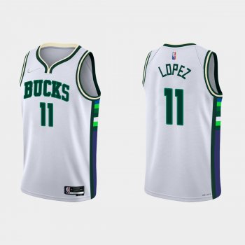 Milwaukee Bucks #11 Brook Lopez 2021-22 NBA 75th Anniversary City White Jersey