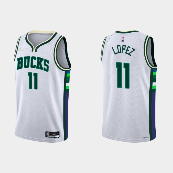 Milwaukee Bucks #11 Brook Lopez 2021-22 NBA 75th Anniversary City White Jersey