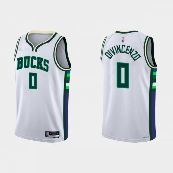 Milwaukee Bucks #0 Donte DiVincenzo 2021-22 NBA 75th Anniversary City White Jersey