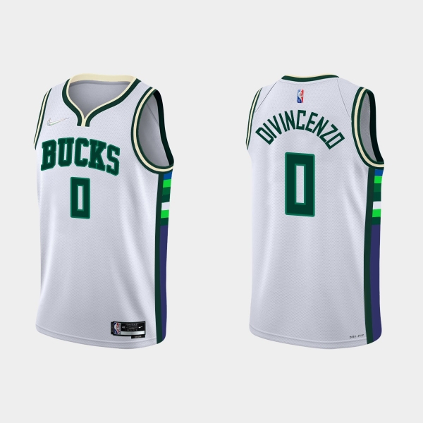 Milwaukee Bucks #0 Donte DiVincenzo 2021-22 NBA 75th Anniversary City White Jersey