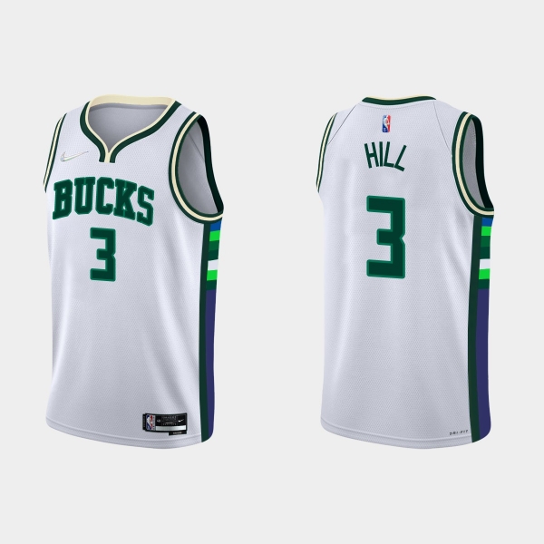 Milwaukee Bucks #3 George Hill 2021-22 NBA 75th Anniversary City White Jersey