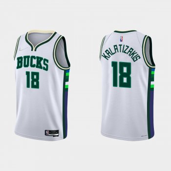 Milwaukee Bucks #18 Georgios Kalaitzakis 2021-22 NBA 75th Anniversary City White Jersey