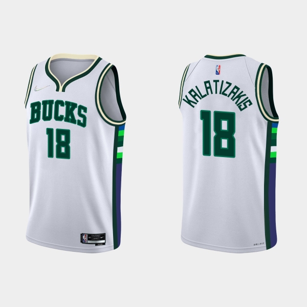 Milwaukee Bucks #18 Georgios Kalaitzakis 2021-22 NBA 75th Anniversary City White Jersey