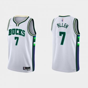 Milwaukee Bucks #7 Grayson Allen 2021-22 NBA 75th Anniversary City White Jersey