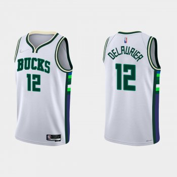 Milwaukee Bucks #12 Javin DeLaurier 2021-22 NBA 75th Anniversary City White Jersey