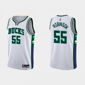 Milwaukee Bucks #55 Justin Robinson 2021-22 NBA 75th Anniversary City White Jersey