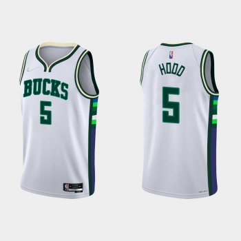 Milwaukee Bucks #5 Rodney Hood 2021-22 NBA 75th Anniversary City White Jersey