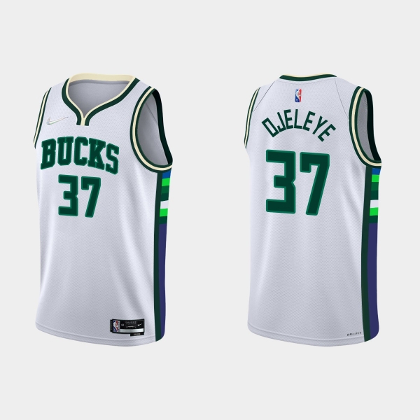 Milwaukee Bucks #37 Semi Ojeleye 2021-22 NBA 75th Anniversary City White Jersey