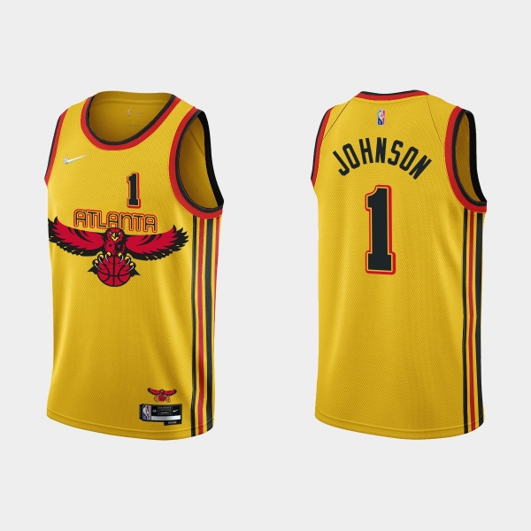 Atlanta Hawks #1 Jalen Johnson 2021-22 NBA 75th Anniversary City Gold Jersey