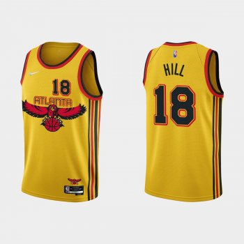 Atlanta Hawks #18 Solomon Hill 2021-22 NBA 75th Anniversary City Gold Jersey