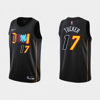 Miami Heat #17 P.J. Tucker 2021-22 NBA 75th Anniversary City Black Jersey