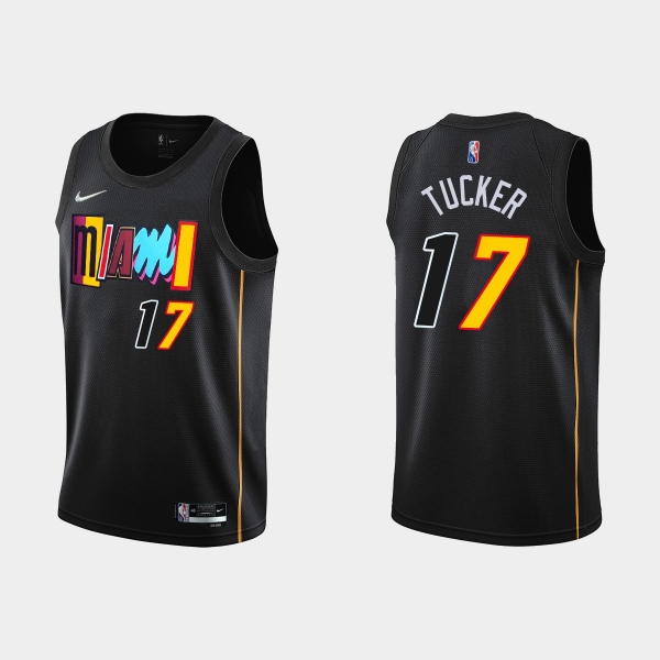 Miami Heat #17 P.J. Tucker 2021-22 NBA 75th Anniversary City Black Jersey