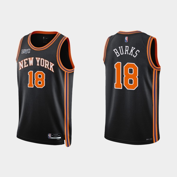 New York Knicks #18 Alec Burks 2021-22 NBA 75th Anniversary City Black Jersey