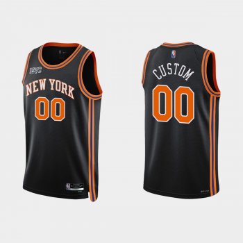 New York Knicks #00 Custom 2021-22 NBA 75th Anniversary City Black Jersey