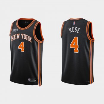 New York Knicks #4 Derrick Rose 2021-22 NBA 75th Anniversary City Black Jersey