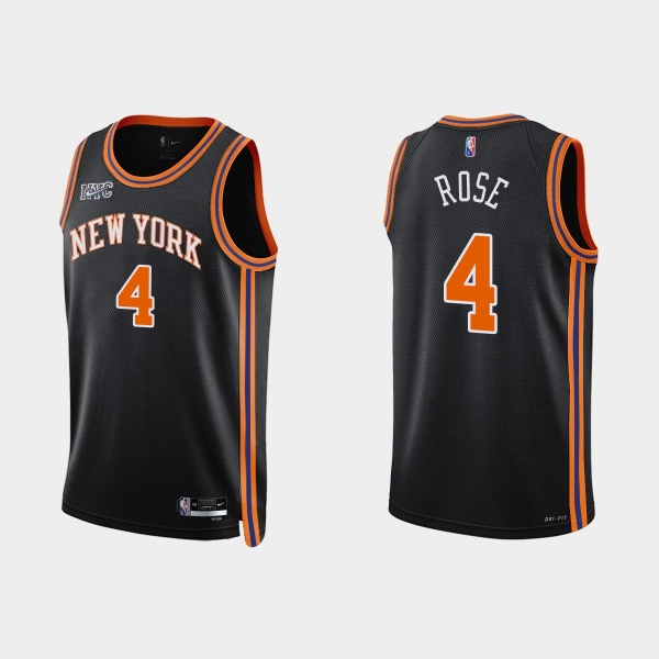 New York Knicks #4 Derrick Rose 2021-22 NBA 75th Anniversary City Black Jersey