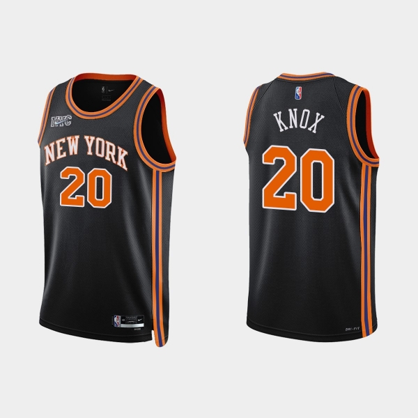 New York Knicks #20 Kevin Knox 2021-22 NBA 75th Anniversary City Black Jersey