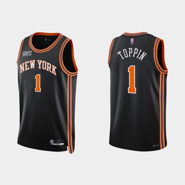 New York Knicks #1 Obi Toppin 2021-22 NBA 75th Anniversary City Black Jersey