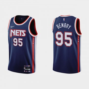 Brooklyn Nets #95 DeAndre' Bembry 2021-22 NBA 75th Anniversary City Navy Jersey