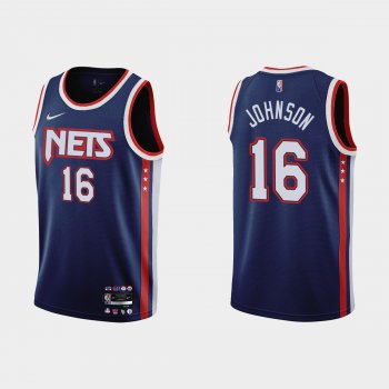 Brooklyn Nets #16 James Johnson 2021-22 NBA 75th Anniversary City Navy Jersey