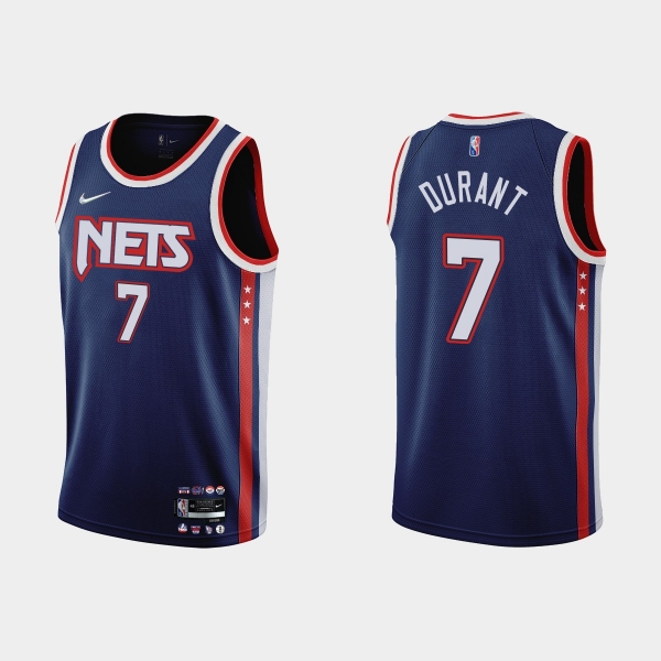 Brooklyn Nets #7 Kevin Durant 2021-22 NBA 75th Anniversary City Navy Jersey