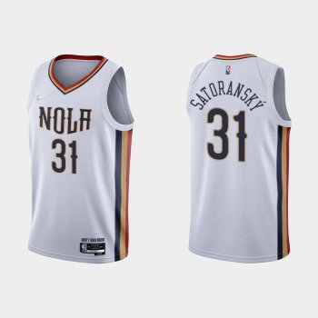 New Orleans Pelicans #31 Tomas Satoransky 2021-22 NBA 75th Anniversary City White Jersey