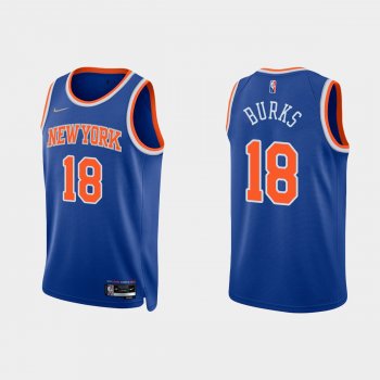 New York Knicks Alec Burks #18 Nike 2021/22 75th Anniversary Diamond Blue Jersey Icon