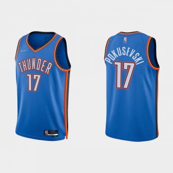 Oklahoma City Thunder Aleksej Pokusevski #17 Nike 2021/22 75th Anniversary Diamond Blue Jersey Icon