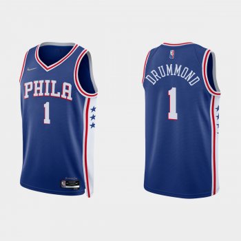 Philadelphia 76ers Andre Drummond #1 Nike 2021/22 75th Anniversary Diamond Royal Jersey Icon