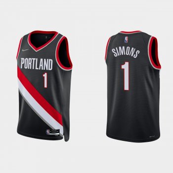 Portland Trail Blazers Anfernee Simons #1 Nike 2021/22 75th Anniversary Diamond Black Jersey Icon