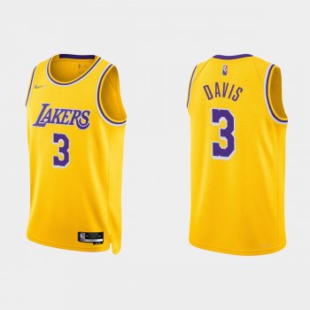 Los Angeles Lakers Anthony Davis #3 Nike 2021/22 75th Anniversary Diamond Gold Jersey Icon