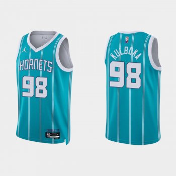 Charlotte Hornets Arnoldas Kulboka #98 Nike 2021/22 75th Anniversary Diamond Teal Jersey Icon