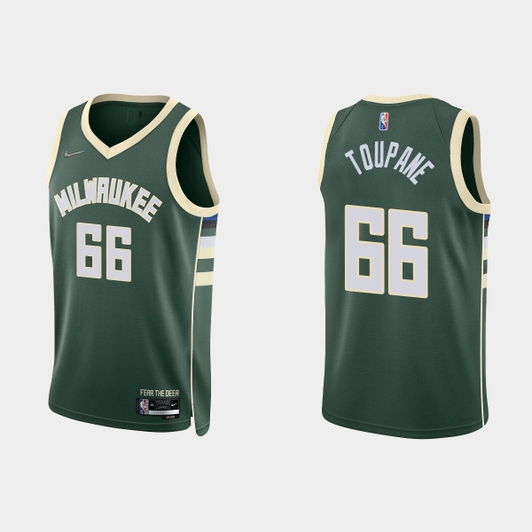 Milwaukee Bucks Axel Toupane #66 Nike 2021/22 75th Anniversary Diamond Hunter Green Jersey